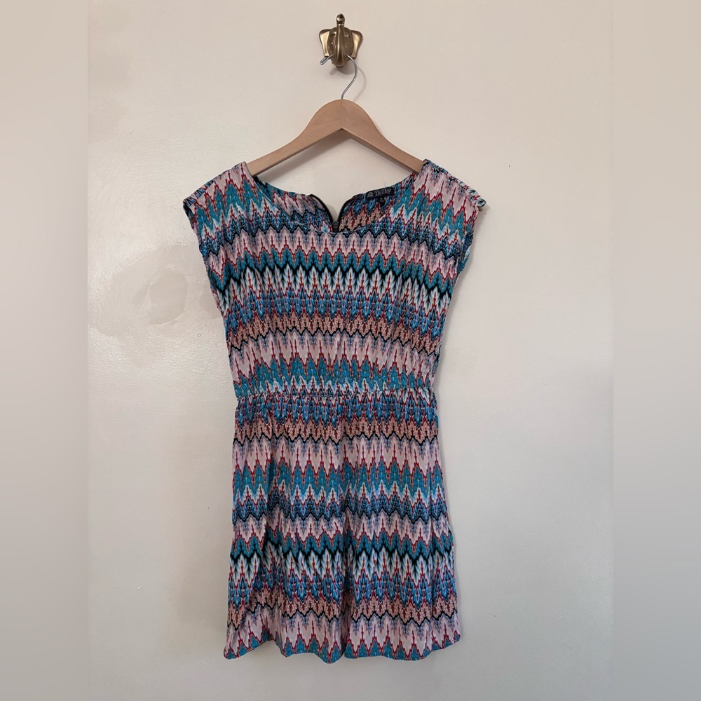 BeBop Teal, Blue &‎ Pink Zigzag Top or Mini Dress size M